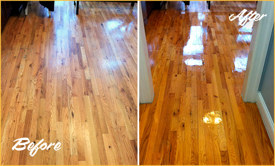 Before and After Picture of a Milford Wood Deep Cleaning Service on a Worn Out Hallway