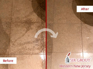 Before and After Picture of a Marble Stone Cleaning Service in Watchung, NJ