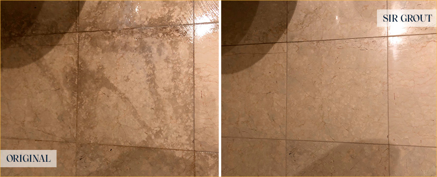 Marble Floor Before and After a Stone Cleaning in Watchung, NJ