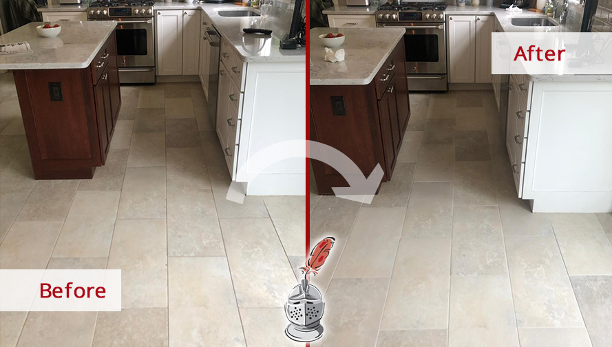 Before and After Picture of a Tile Cleaning Job in Skillman, New Jersey