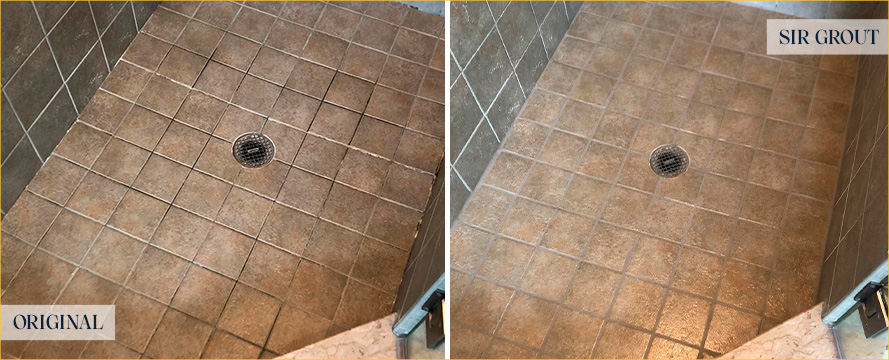Shower Before and After a Flawless Grout Cleaning in Basking Ridge, NJ