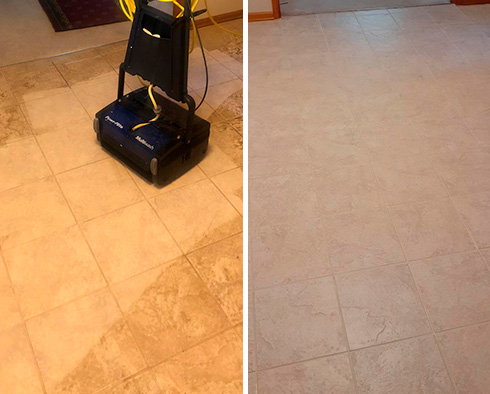 Ceramic Floor Before and After a Tile Sealing in Hillsborough, NJ