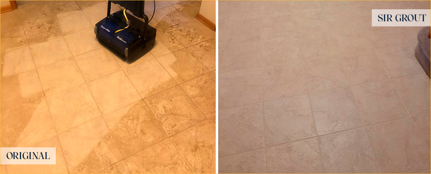 Ceramic Floor Before and After a Tile Sealing in Hillsborough, NJ