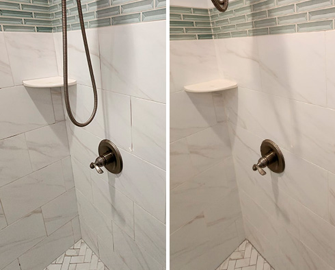 Tile Shower Before and After a Grout Sealing in Somerset