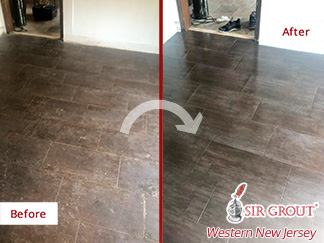 Image of a Floor Before and After a Tile Sealing in Flemington, NJ