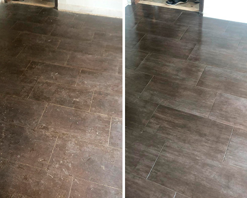 Image of a Floor Before and After a Tile Sealing in Flemington, NJ