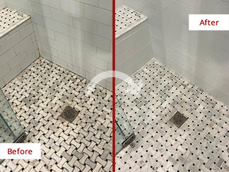 Shower Before and After Our Caulking Services in Flemington, NJ