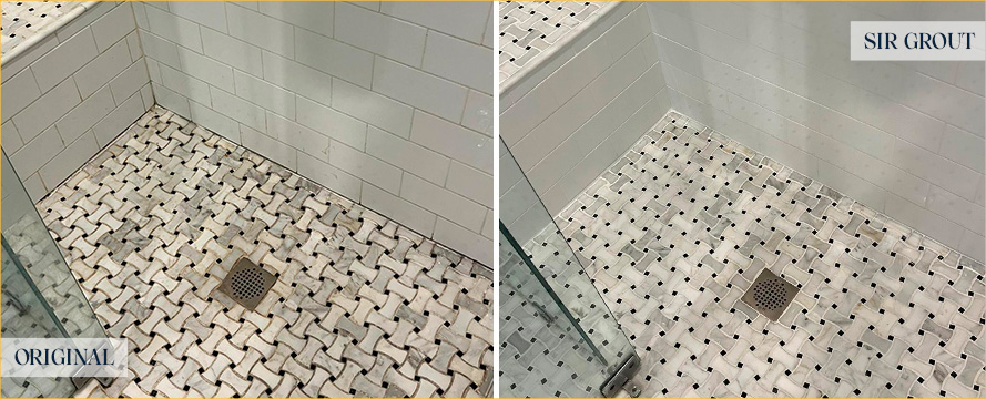 Shower Before and After Our Caulking Services in Flemington, NJ