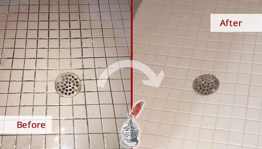 Before and After Our Shower Grout Cleaning in Hillsborough, NJ