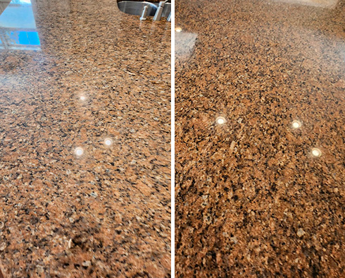 Granite Countertop Before and After a Stone Polishing in Somerset
