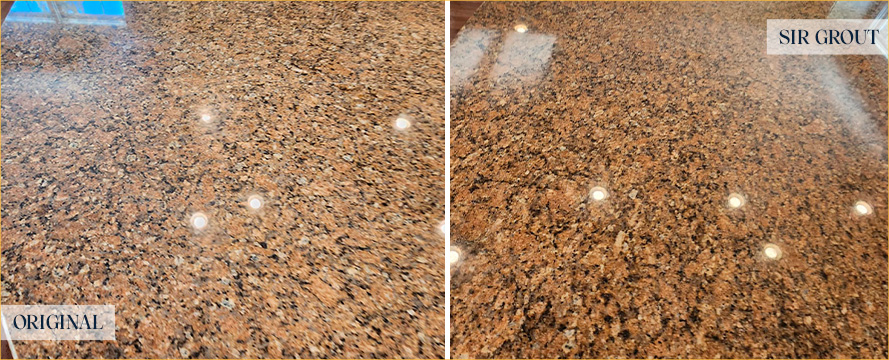 Granite Countertop Before and After a Stone Polishing in Somerset