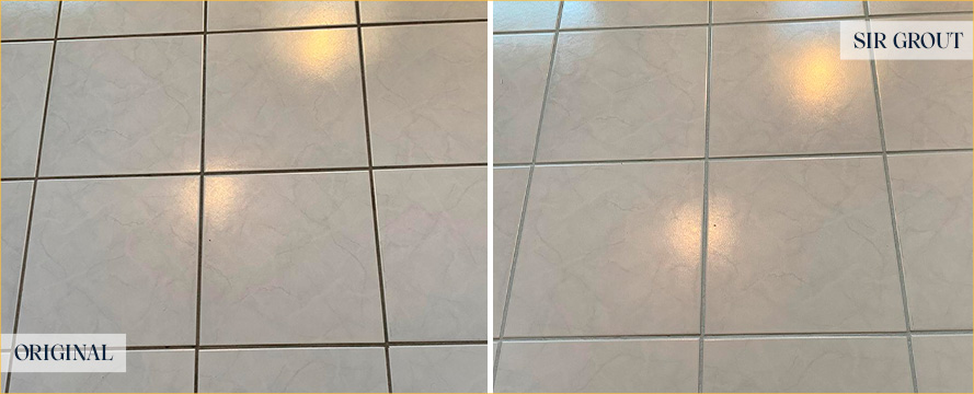 Tile Floor Before and After a Grout Sealing in Annandale