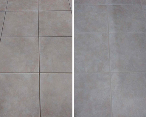 Close-Up of Floor Before and After a Grout Cleaning in Hillsborough