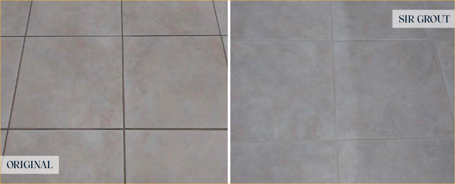 Close-Up of Floor Before and After a Grout Cleaning in Hillsborough, NJ